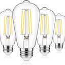 4-Pack Vintage Edison Bulbs 60W Equivalent, 850LM 6W LED Light Bulb Neutral White 4000K, ST58 Filament Lighting E26 Base, Non-Dimmable