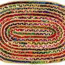 COTTON CRAFT Jute Chindi Braid Rag Rug - Boho Farmhouse Rustic Area Accent Throw Rug - Handwoven Reversible Natural Recycled Cotton- Living Room Den Study Home Dcor Gift - 3' x 5' Oval - Multi Color