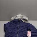 YMI Women's Junior Full Length Puffer Jacket with Detachable Sherpa Hood (Medium, Navy)