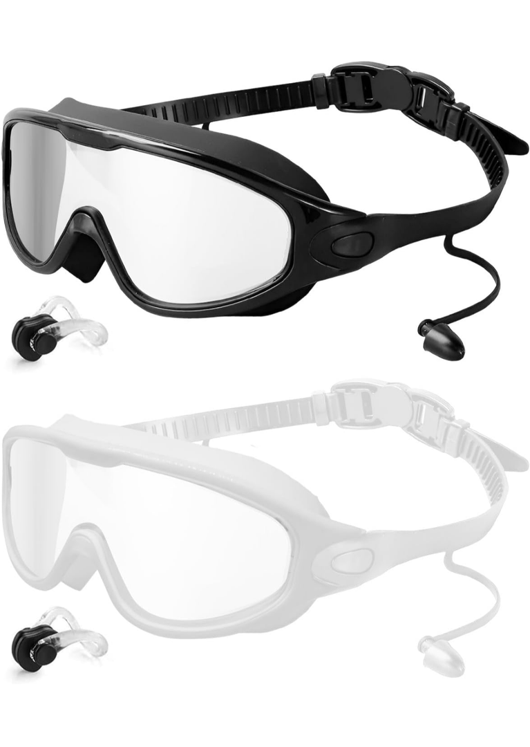 Rantizon Swim Goggles 2 Pack, Wide View Anti Fog&UV Swimming Goggles for Audlt, No Leaking Swim Glasses for Men Women Kids
