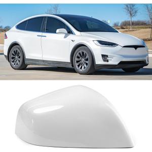 Jaronx Compatible with Tesla Model X Mirror Cover Replacement 2016-2025, Right Passenger Side Clip-on Rear View Mirror Cover Cap for Tesla Model X Accessories 1054431-11-D (White)