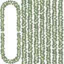 CQURE 8Pcs Eucalyptus Garland, Artificial Eucalyptus Leaves Table Greenery Garland Wreath Spring Vines for Wedding Party Table Bedroom Wall Room Decor