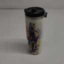 30oz Horse Tumbler With Handle and Straw - Insulated Leak Proof Travel Coffee Mug, Reusable Stainless Steel for Horse Lovers, Gifts for Women, Yellow Black