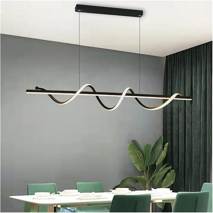 Modern Rotate LED Pendant Lights Dimmable Gold Black Compatible with Table Dining Room Kitchen Bar Hanging Lamp Home Decor Lusters Luminaire(Black,120cm)