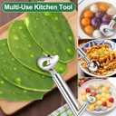 4 x 3 PCS Cactus Peeler, Stainless Steel Cactus Peeler Spoon Long Handle with Hole, Multi-Function Pelador De Nopales, Cutting Knife for Cooking Cactus Noodle, Kitchen Gadget Accessories