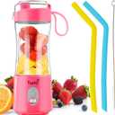 Personal Blender, Portable Juice On the Go Blender for Shakes and Smoothies, USB-C Rechargeable, Cordless (Pink)