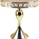 Loticy 8 Inches 20 cm Gold Round Mirror Cake Stand Cupcake Stands Metal Pedestal Holder with Crystals, Party Dessert Cheese Display Plate for Wedding Party Birthday Baby Shower Celebration Home Decor
