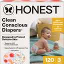 The Honest Company Comfort Dry Disposable Daytime Diapers, Hypoallergenic, Fragrance-Free, Sensitive Skin, Just Peachy + Flower Power, Super Club Box Size 3 (1628 lbs), 120 Count