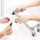 Loopeer 2 Set Nail Hand Rest with Foldable Table Mat Nail Arm Rest Manicure Tech Supplies Soft Pillow Footstool for Technician(White)