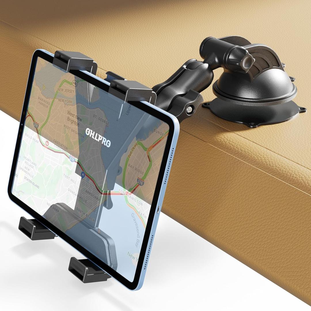 OHLPRO Tablet Holder for Car, Heavy Duty iPad Mount for Dashboard & Windshield, Suction Cup Clamp Compatible with 7-11" Tablets, iPad Pro/Mini Air, Truck SUV Van