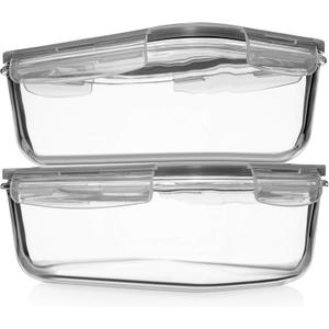 8 Cups/ 63 Oz 4 Piece (2 containers + 2 Lids) Large Glass Food Storage/ Baking Containers with Locking Lids . Ideal for Storing food, vegetables or fruits. BPA Free & Leak Proof -Microwave, Oven Safe