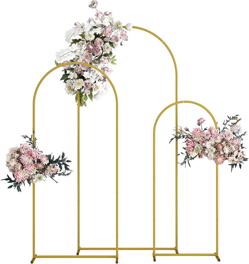 Wedding Arch, Metal Arch Backdrop Stand, Balloon Arch Stand Wedding Frame for Ceremony Decoration (Gold, 6FT, 5FT, 4FT Arch Backdrop)