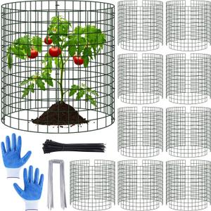 10 Pack Plant Protectors from Animals, 13.5" Dia X 14" H Wire Plant Protector Cage, 30pcs Metal Mesh Garden Cloches to Keep Rabbits, Squirrels and Chicken Out and Protection Vegetables Flowers Shrubs