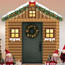 Christmas Wooden House Porch Sign Banners Rustic Wood Cabin with Christmas Wreath Photography Backdrop Xmas Party Photo Props Doors Hanging Banners Backdrop for Home Holiday Party Decoration Supplies