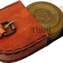 Authentic Vintage Style Brass Pocket Compass with Leather Case Rustic Vintage Home Decor Gifts