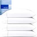 THREAD SPREAD 100% Cotton Pillowcases Standard/Queen Size Set of 4-400 Thread Count Cotton Pillowcases, Ultra Soft Cool Sateen Weave Pillow Cases for Sleeping, Set of 4 Pillow Covers (White)