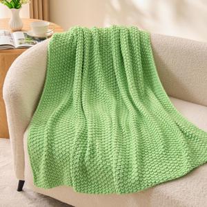BEDELITE Chunky Cable Knit Throw Blanket, Acrylic Chunky Knitted Blankets, Super Soft Cozy Woven Green Throw Blanket for Sofa Couch Bed Room Home Decor, Gift for Women, 50"x60"