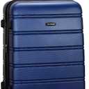 Rockland Melbourne Hardside Expandable Spinner Wheel Luggage, Checked Large 28", Blue