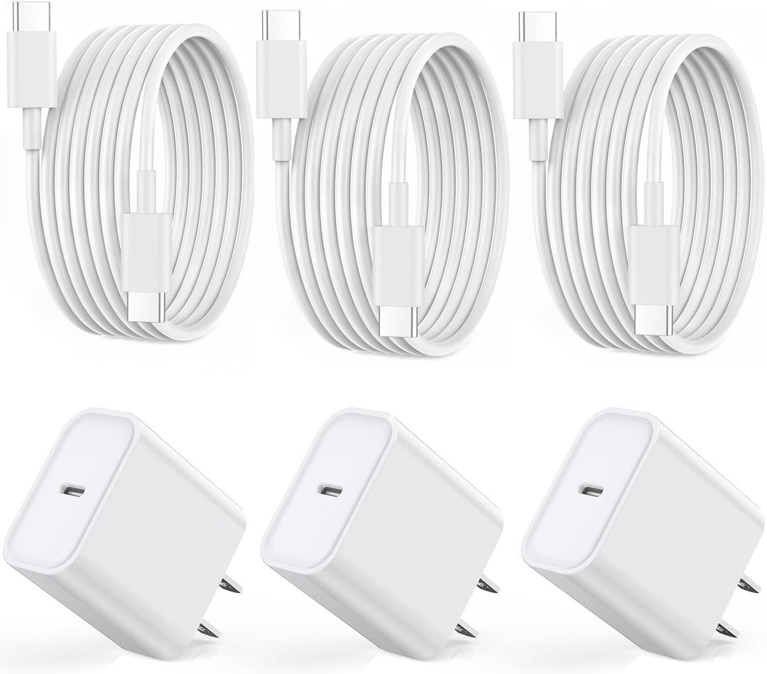 Fast iPhone 15 Charger,3Pack USB C iPad Charger[MFi Certified] PD Fast Charger Block 6FT Long USB C to C iPhone 15 Charging Cable for iPhone 15/15 Pro/15 Pro Max,iPad Pro 12.9/11inch, iPad Air 5th/4th (White)