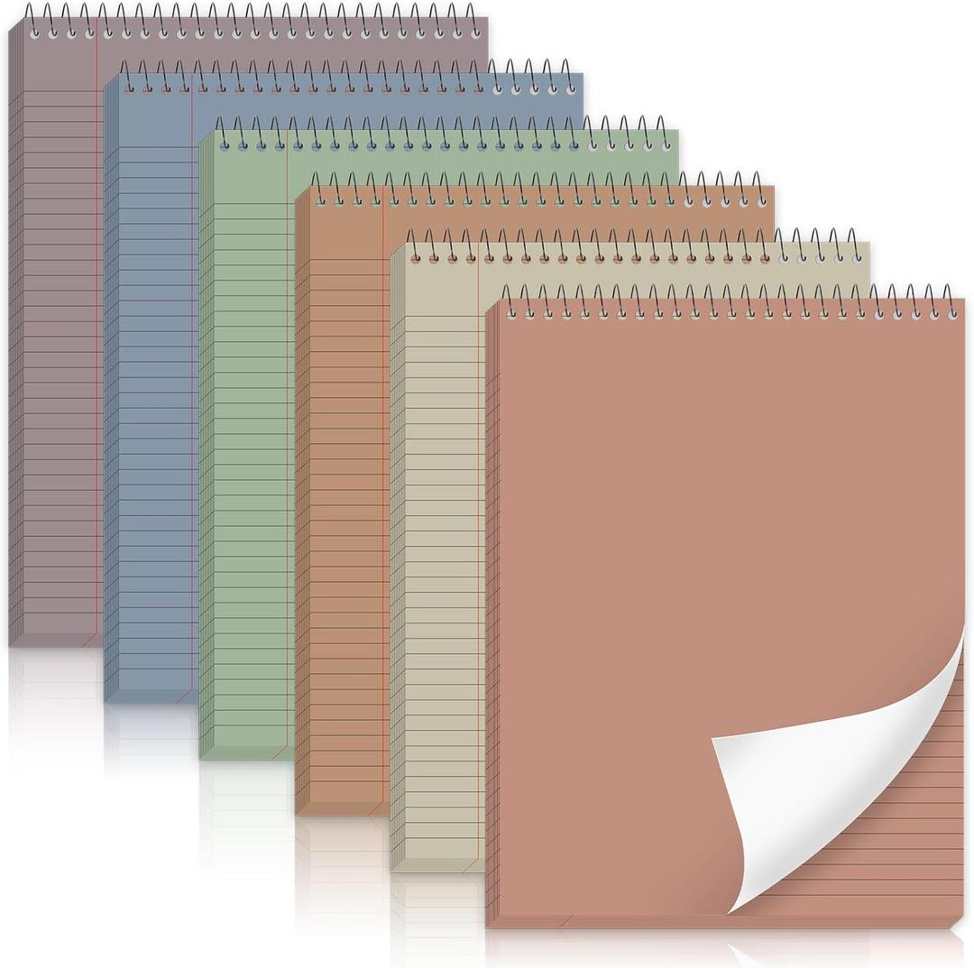 gisgfim 6 Pcs Boho Top Bound Spiral Notebooks 8.5" x 11" College Ruled Aesthetic Legal Pad Top Spiral Steno Pads Colored Paper Assorted Covers Spiral Notebook for Writing School Office Supplies