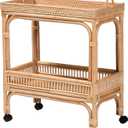 Bali & pari Lombok Modern Bohemian Natural Rattan 2-Tier Wine Cart
