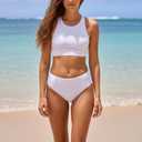 LIZENS Women's White Bikini Set Two Piece Swimsuit for Beach Surfing (White, M)