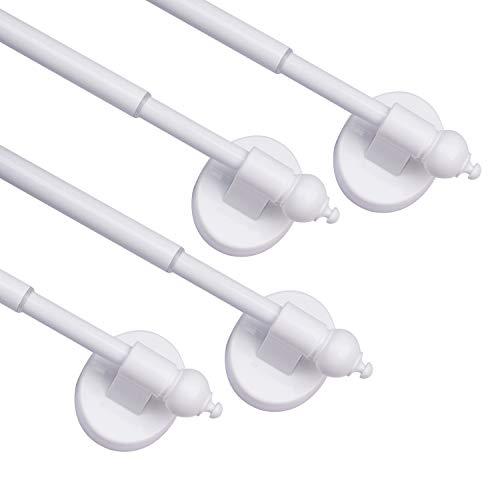 BOOM JOG Magnetic Curtain Rods for Metal Doors，Multi-Use Adjustable Appliance for Windows Iron Steel Places，16-28 Inch，White，4 Pack