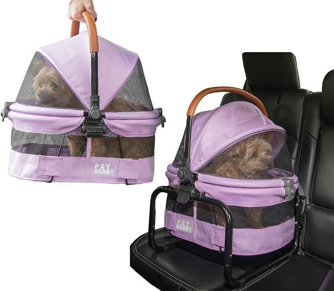 Pet Gear No-Zip View 360 Pet Carrier & Car Seat, 15", Cotton Candy Booster Seat Frame, Mesh Ventilation, Push Button Entry, No Tools Required, For Small Dogs & Cats, Size: 15.5"L x 12.5"W x 15.5"H
