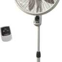 Lasko Cyclone Pedestal Fan, Adjustable Height, Remote Control, Timer, 3 Speeds, for Bedroom, Kitchen, Office and Living Room, 18", White, 1885, Large