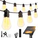 Minetom 58FT Solar String Lights Outdoor Waterproof, 17 LED S14 Shatterproof Bulb, Patio Lights with Remote Type-C Port Timable, 3 Light Modes Dimmable Solar String Lights for Outside, Yard, Camping