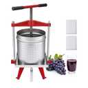 VEVOR Fruit Wine Press, 3.96Gal/15L, Stainless Steel Manual Juice Maker, Heavy Duty T-Shaped Handle & Cross-beam for Cider Apple Grape Vegetable Press, with 2 Filter Bags, for Kitchen Home Brewing