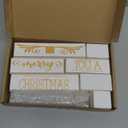 Yousoontic 7 Pcs Christmas Wooden Block Signs Farmhouse We Wish You a Merry Christmas Table Centerpieces White Gold Xmas Rustic Tiered Tray Decor for Party Decorations