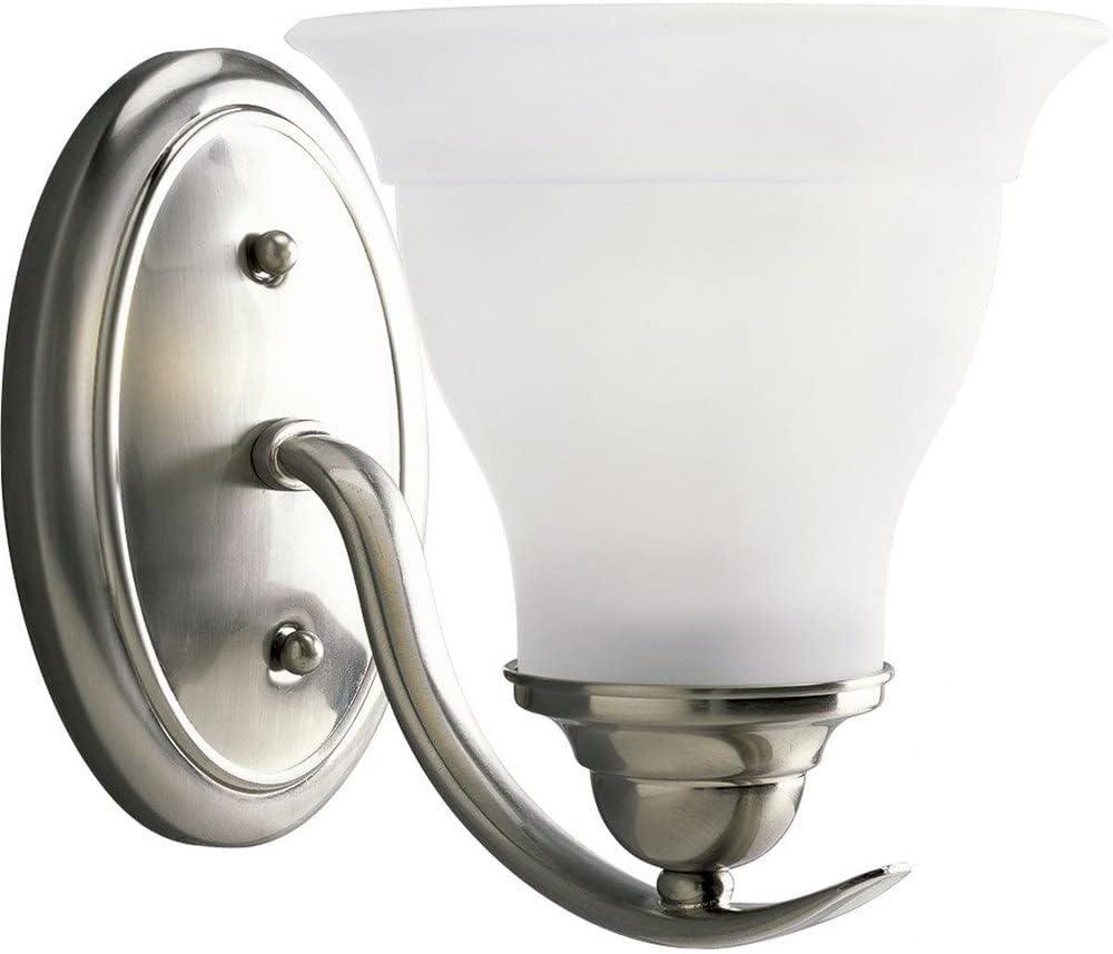 Progress Lighting P3190-09 1-Light Bath Bracket, Brushed Nickel, 6-1/2-Inch Width x 11-Inch Height