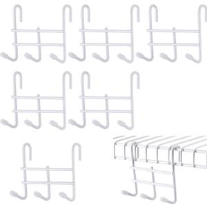 6 Pack 3 Hook Attachment for Wire Shelving 3.75" l x 1.625" d x 3.25" h Wire Shelving Hooks Accessories Steel Hanging Rack Metal for Storage Organizer(White)