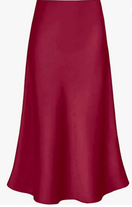 Modegal Women's Satin High Waist Hidden Elasticized Waistband Flared Casual A Line Midi Skirt, XXL