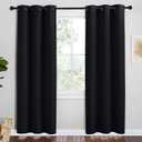 NICETOWN Bathroom Blackout Thermal Curtains and Drapes, 2 Panels, 42 inches Wide by 78 inches Long, Black, Solid Thermal Insulated Grommet Blackout Drapery Panels for Window