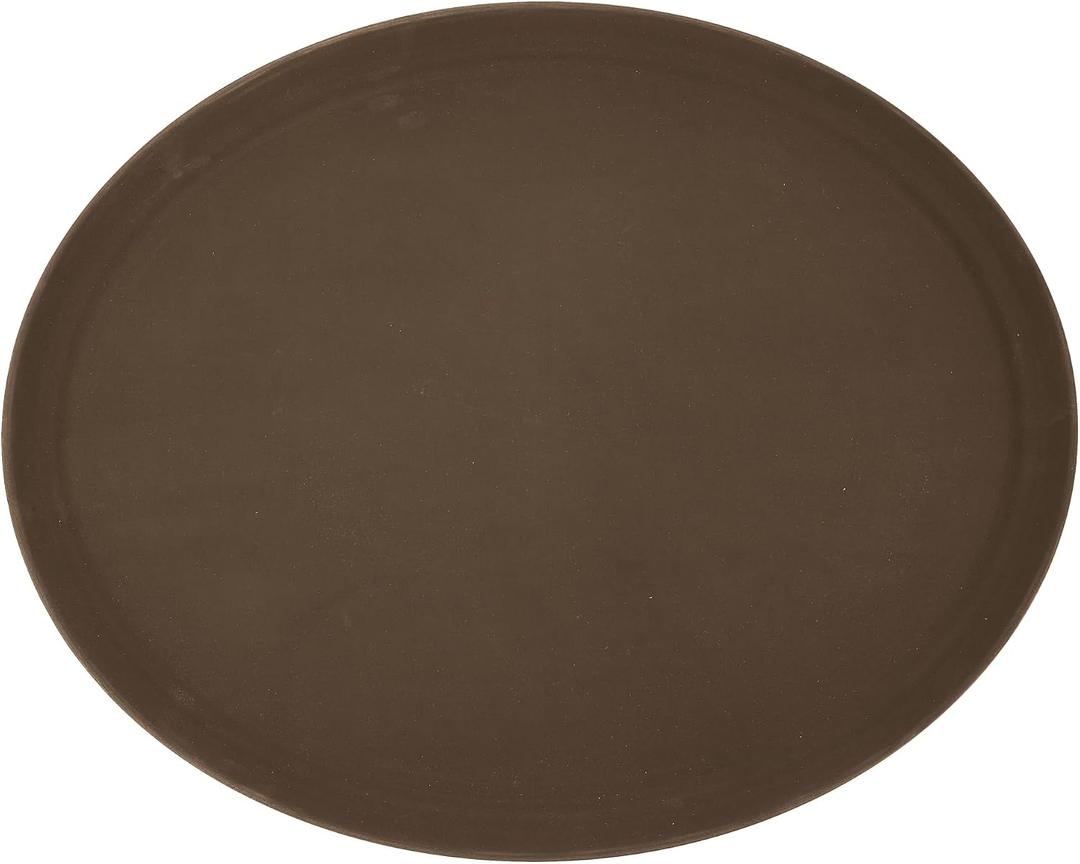 Winco 26" x 22" Brown Oval Fiberglass Glass Tray