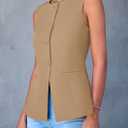 PRETTYGARDEN Women's Summer Suit Vest Tops 2026 Dressy Business Casual Sleeveless Button Down Trendy Fashion Blazer Waistcoat (Beige, M)