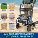 PLANET WALK Foldable Rollator Walker: 10" & 8" All-Terrain Wheels, 300lb Capacity, Treaded Rubber Tires, Breathable Seat & Backrest, Lightweight Mobility Aid for Seniors, Blue