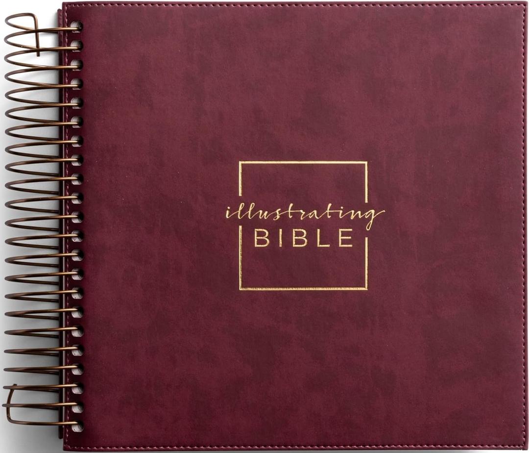 Illustrating Bible CSB - Spiral Bound Bible Journal, Cranberry (8 Point Font)