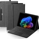 Akkerds Compatible with Microsoft Surface Pro 12 Case 2025, Multiple Viewing Angle Case with Slim Pen 2 Holder, Business Portfolio Leather Type Cover, Black