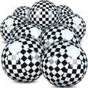Hollowfly 6 Pack Black and White Checkered Flag Themed Beach Ball for Kids 7.87" Bulk for Summer Pool and Beach Game Gifts Race Car Birthday Party Supplies and End of The Year Class Decorations Favor