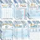 Jetec 302 Pcs Blue Elephant Theme Baby Shower Games, 6 Games, 50 Sheets Each, Include Baby Shower Bingo, Word Scramble, Word Search, Baby Predictions and Advice, The Price is Right, Guess Who