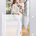 55” 0-140 CM Retractable Stair Gate for Babies and Pets, 85 CM Tall Stair Gates for Dogs, Silent One-handed Operation, Retractable Baby Gate for Hallways, Stairs, Indoor and Outdoor, White
