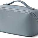 EACHY Travel Makeup Bag, Large Capacity Cosmetic Bag for Women, Waterproof PU Leather, Flat Open Portable Toiletry Bag for Skincare, Brushes & Travel Essentials