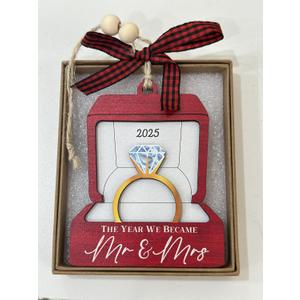 Wedding Gifts, Mr & Mrs Ornament 2025 - First Christmas Mr and Mrs Ornaments Gifts Wedding Ideas for Newly Wed, Bride, Future Mr & Mrs - Just Married Wood Ornament 2025 (The Year)