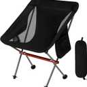 SHALLWE Ultralight Camping Chairs, All Aluminum Frame Portable Folding Camp Chair for Adults, Lightweight Collapsible for Backpacking, Hiking, Beach, Sports Low Back Black