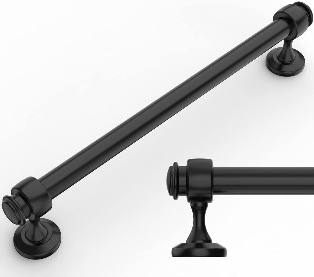 Amerdeco 10 Pack Matte Black Cabinet Pulls 7 Inch Hole Centers, 8 Inch Length Handles for Kitchen Cabinet Hardware,Solid Cabinet Handles for Bathroom Drawer Handles IH0005