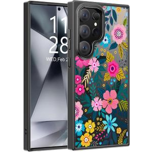Goodon for Galaxy S25 Ultra Case, Wireless Charging Compatible, Shockproof Translucent Matte Cover - Cute Floral Design Phone Case for Women Girls - Colorful Blooming Flower