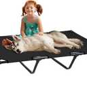 FIOCCO Elevated Dog Bed - Dog Cot with Chew Proof Mesh for X-Large Dogs, Waterproof Washable Raised Pet Bed, Portable Pet Bed for Outdoor Use, Dogs Cot Beds, Black
